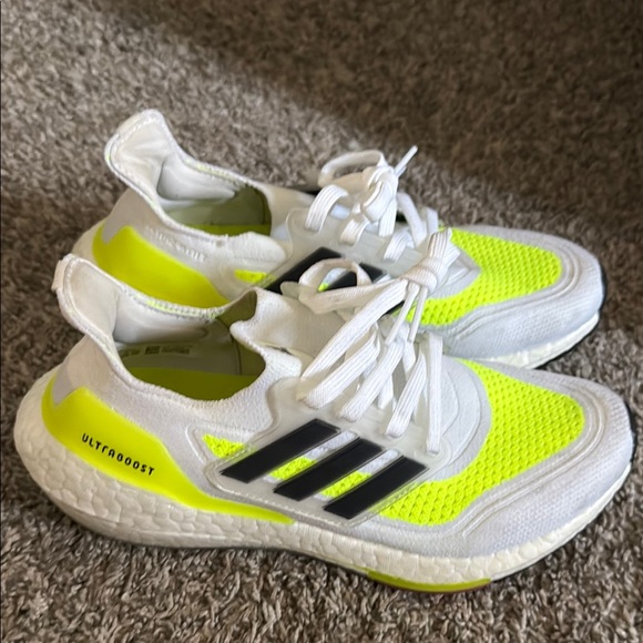 Adidas Kids Ultraboost Neon Yellow and White Sneakers